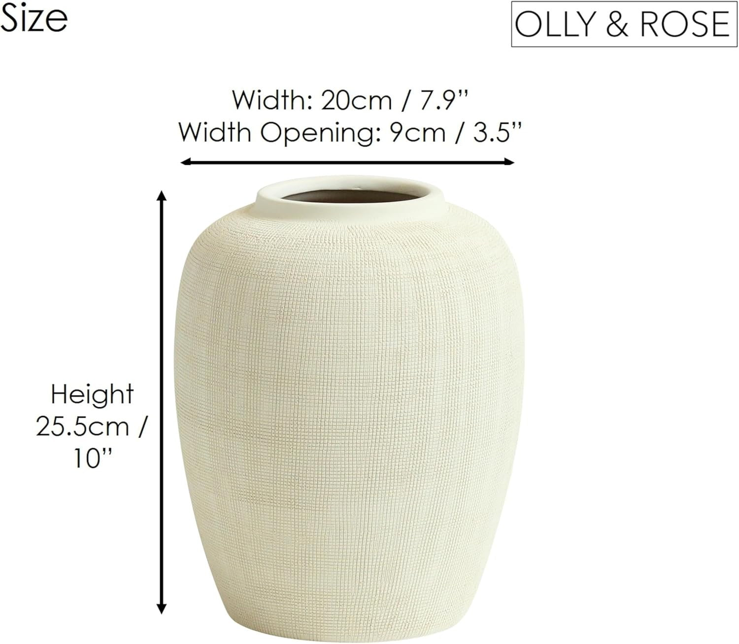 Beige Ceramic Vase 25cm Modern Round Flower Vase Home Decor Centerpiece
