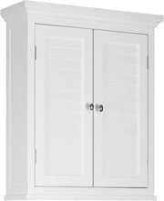 Wall-Mounted Bathroom Cabinet with Removable Shelf & Double Doors, White