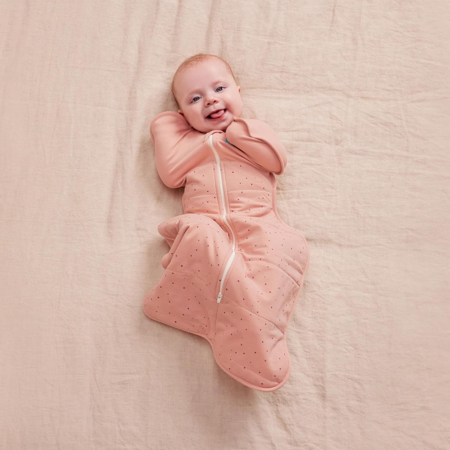 Baby Swaddle Sleep Sack 2.5 TOG Medium 6-8.5kg Arms-Up Cozy Fit Rose