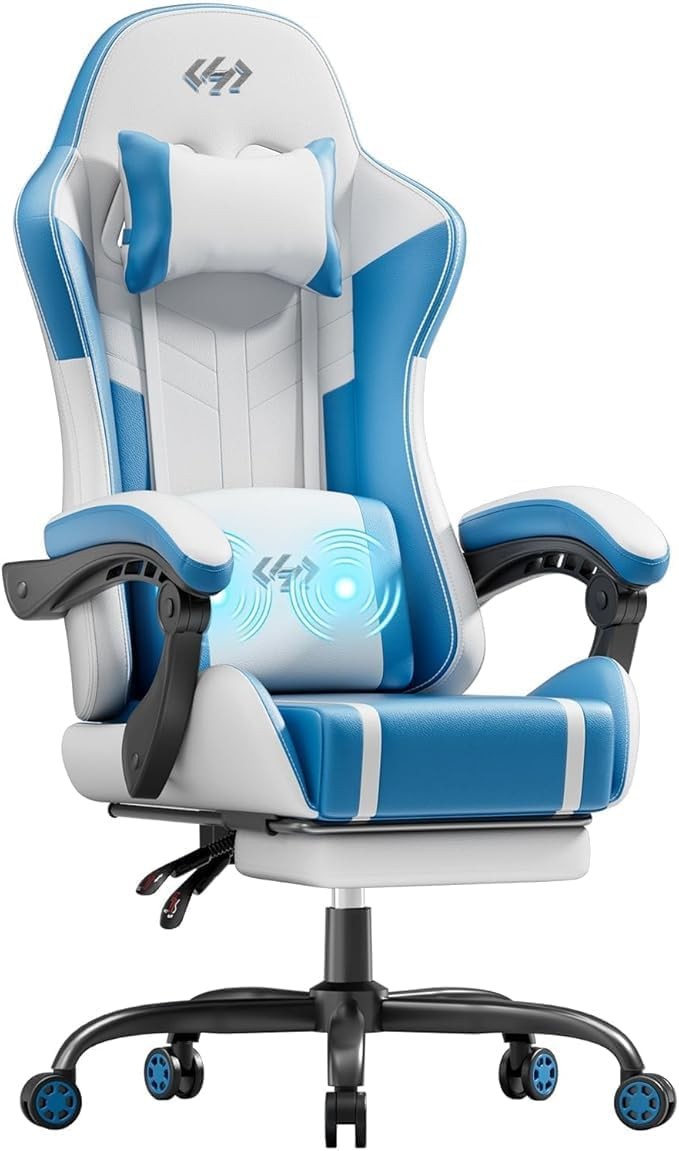 Massage Gaming Chair Recliner w/ Footrest Ergonomic Lumbar Support