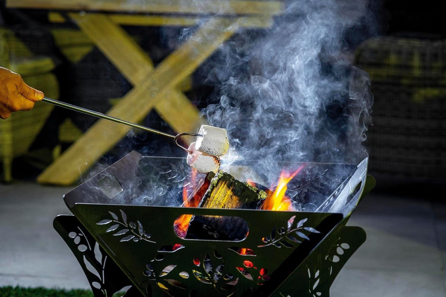 Portable Fire Pit & BBQ Grill | Stainless Steel Laser Cut Design | Easy Assembly