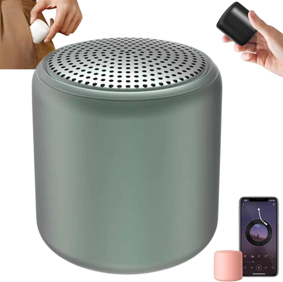 Portable White Noise Sound Machine Bluetooth Travel Speaker midnight green