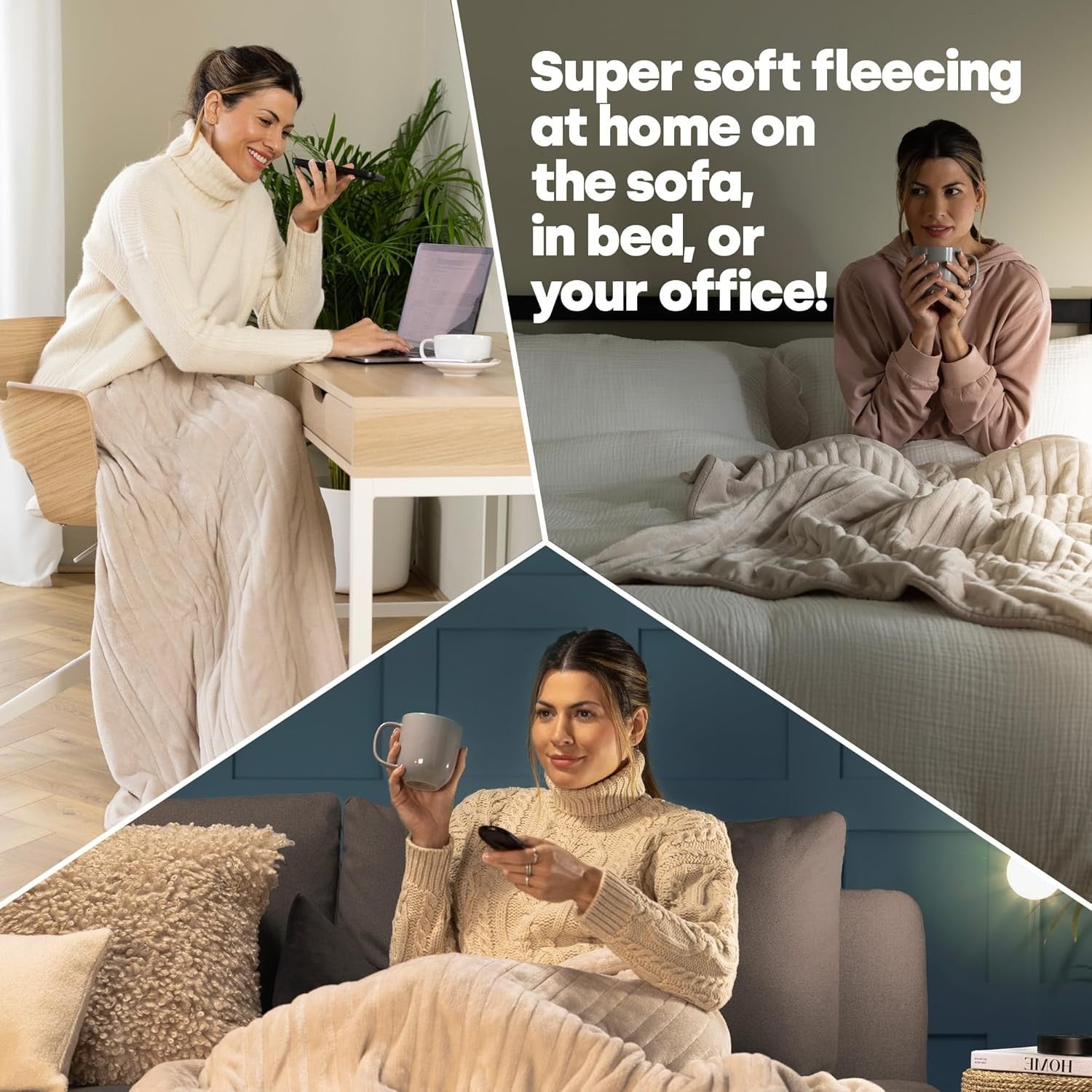 Electric Heated Throw Blanket 9 Heat Settings Timer Soft Fleece 160x130cm