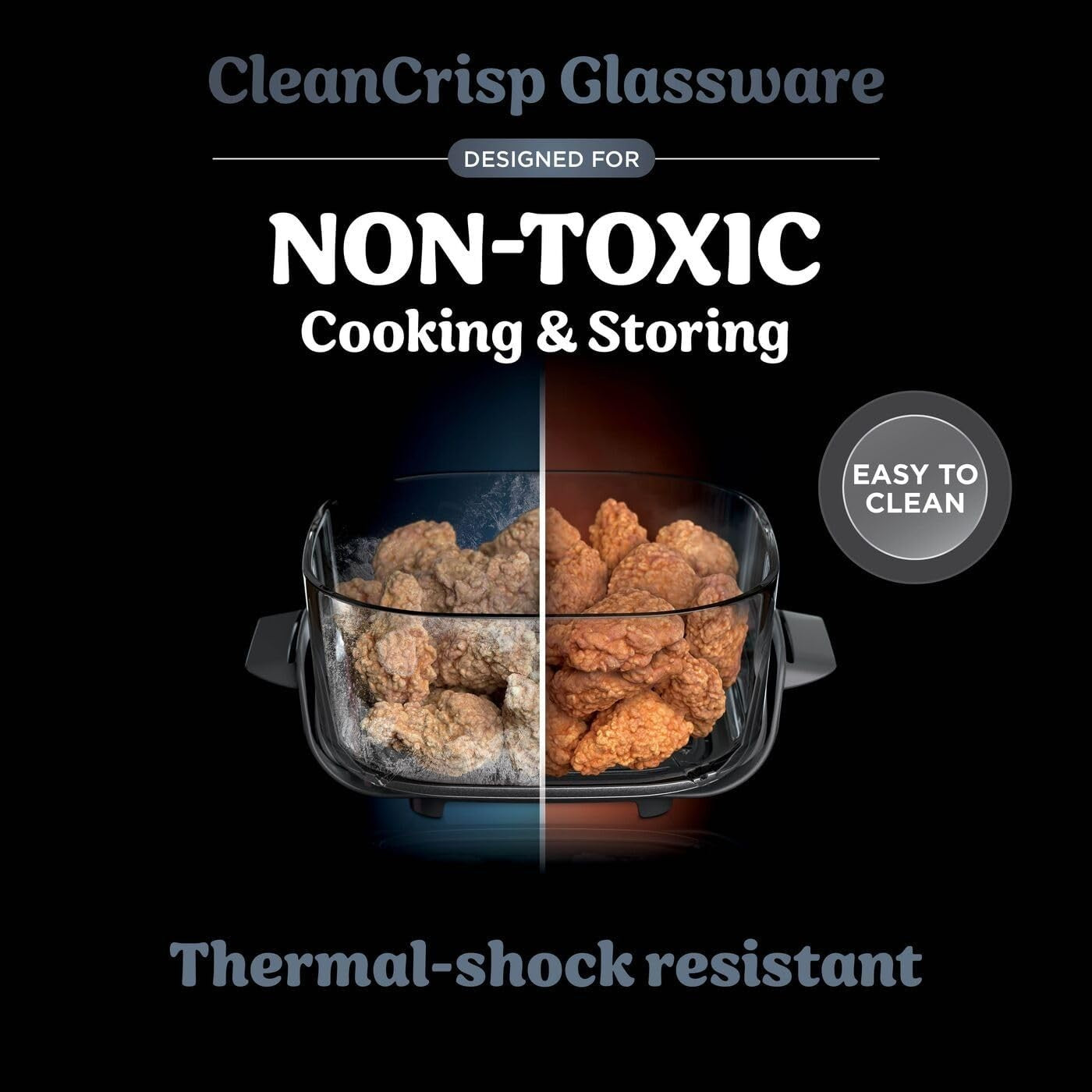 3.8L Portable Air Fryer 4-in-1 Crisp Roast Bake Reheat Glass Containers