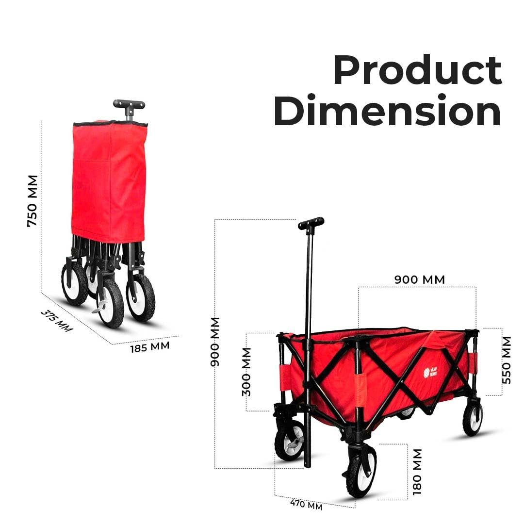 Heavy Duty Folding Garden Trolley Cart 80KG Beach Wagon with Adjustable Handle