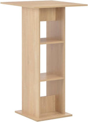 Modern Square Bar Table with Storage Shelves, Oak Effect, Compact Dining Stand