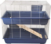 Large Indoor Rabbit Cage Double Level 100cm Guinea Hutch Tray Ramp