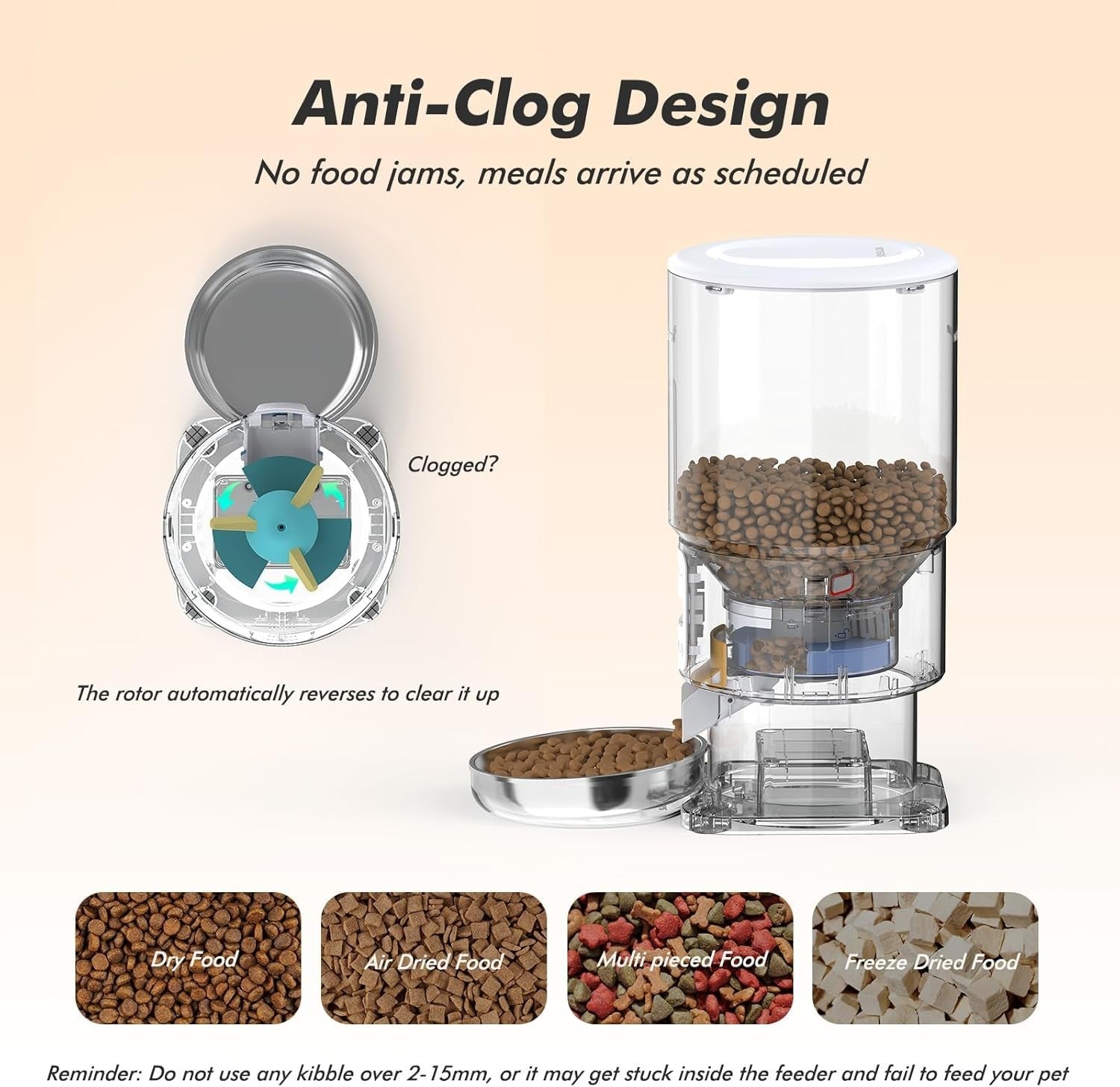 Automatic Cat Feeder 5L Timed Food Dispenser 6 Meals Voice Recorder