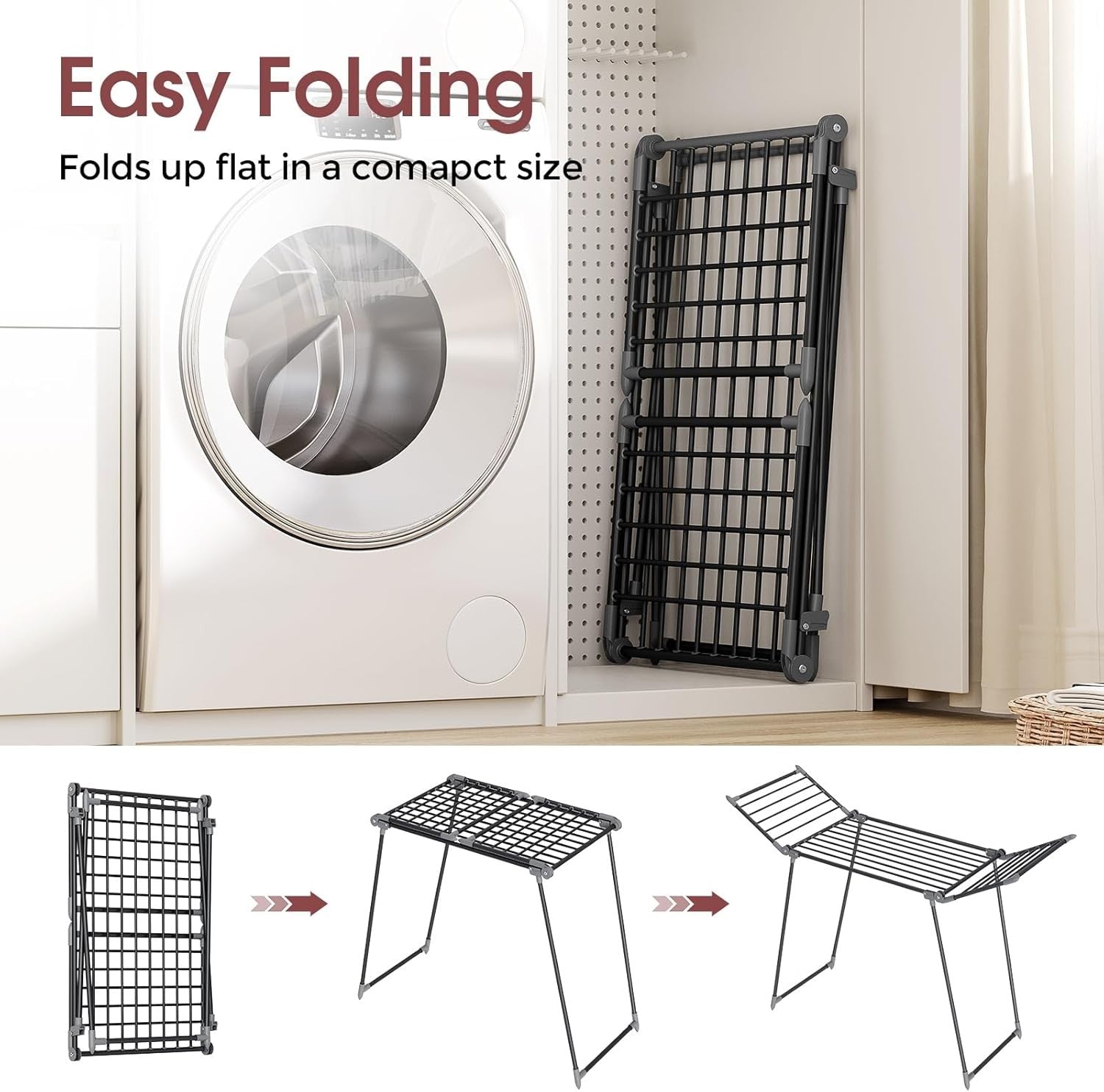 Large Foldable Clothes Airer Winged Drying Rack Indoor Outdoor Space