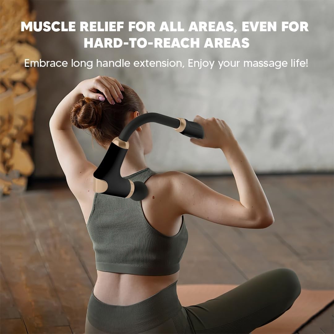 Long Handle Massage Gun Deep Tissue Back Massager 8 Heads Quiet Muscle Relief