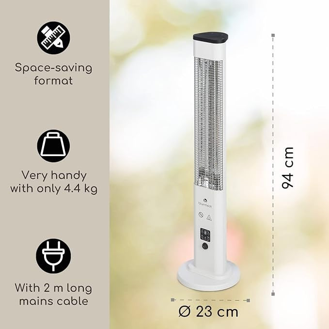 Outdoor Infrared Heater 1200W Floor Standing Radiant Heat 3 Levels Remote Timer