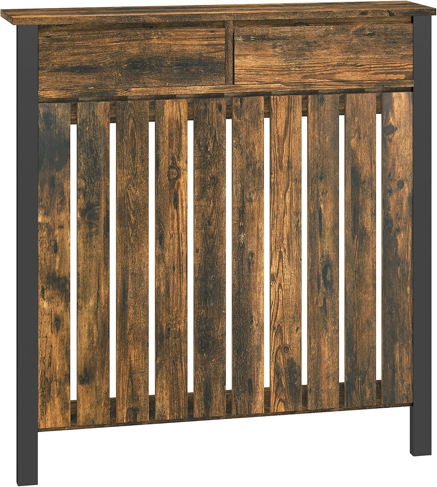 Rustic Brown Radiator Cover with Drawer Industrial Wood Cabinet