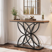 47" Industrial Console Table with Unique Butterfly Metal Base, Rustic