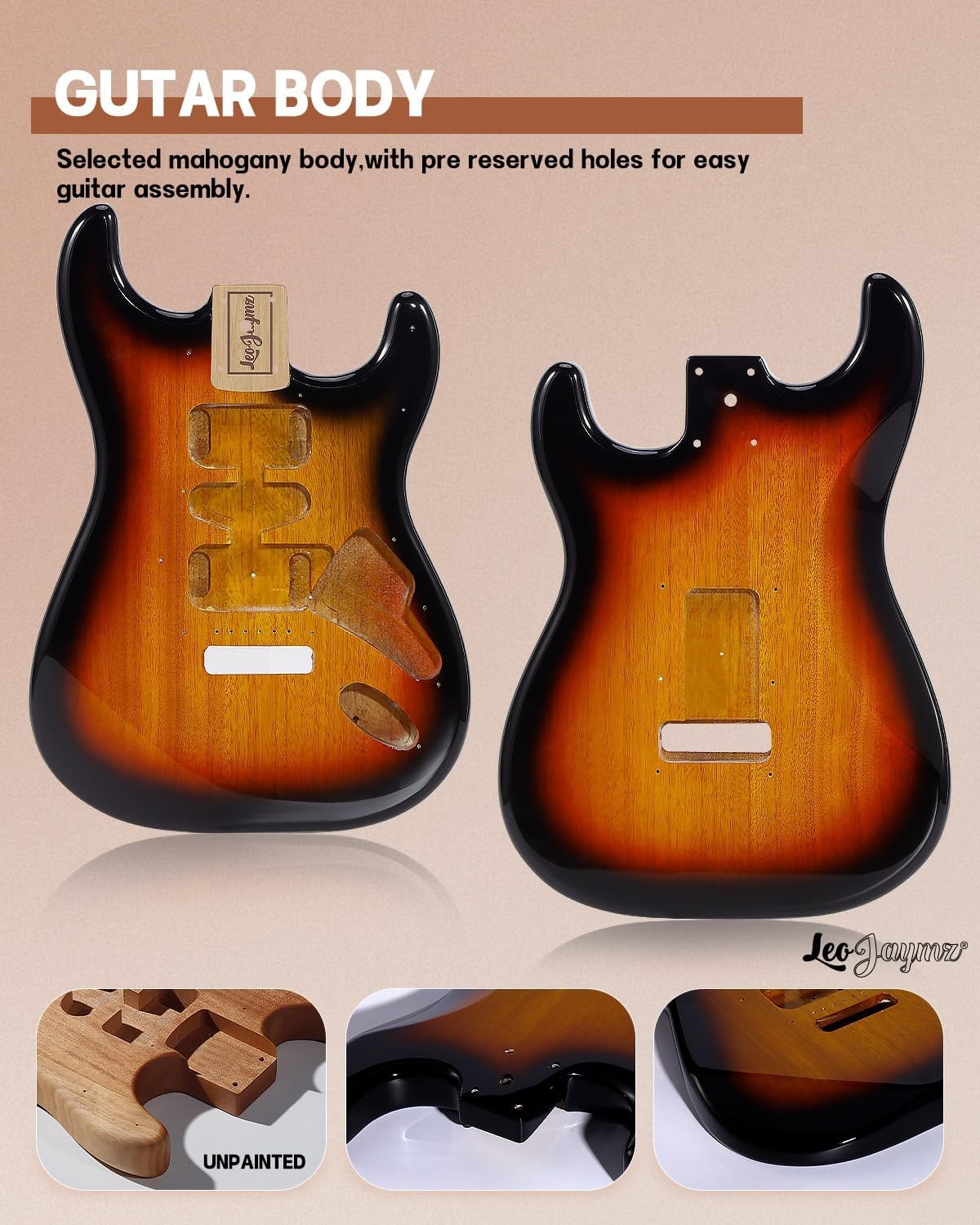 DIY Electric Guitar Kit ST Style Mahogany Body Maple Neck