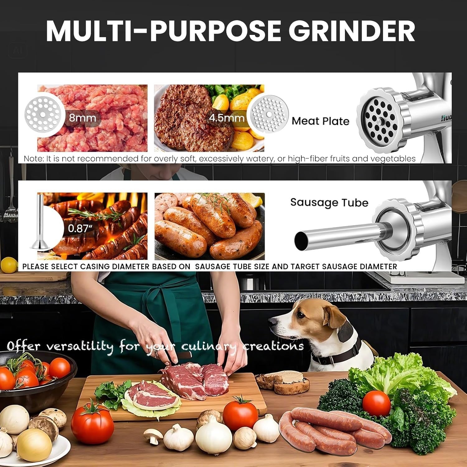 Stainless Steel Manual Meat Grinder Sausage Maker Mincer Size 8