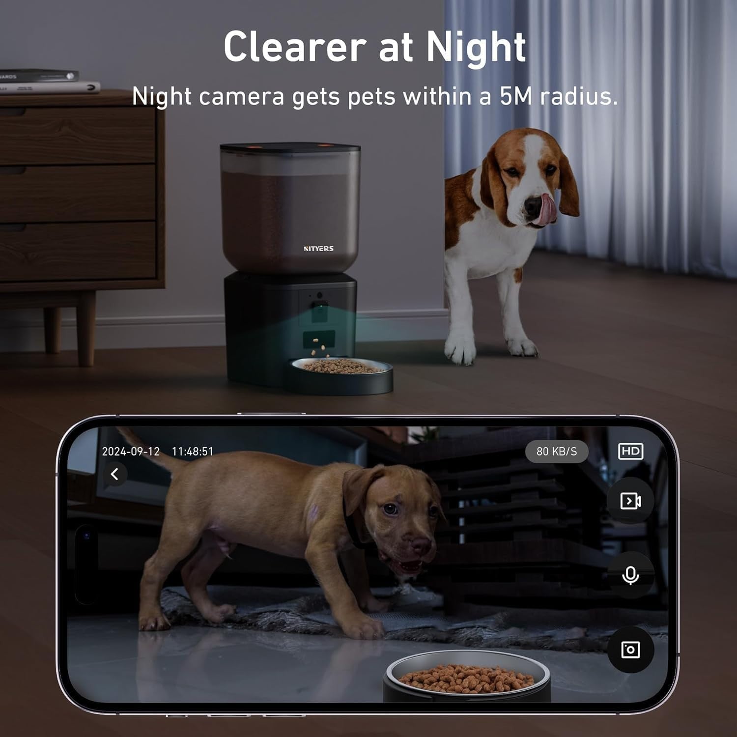 8L Automatic Pet Feeder Camera WiFi 1080P Smart Food Dispenser App