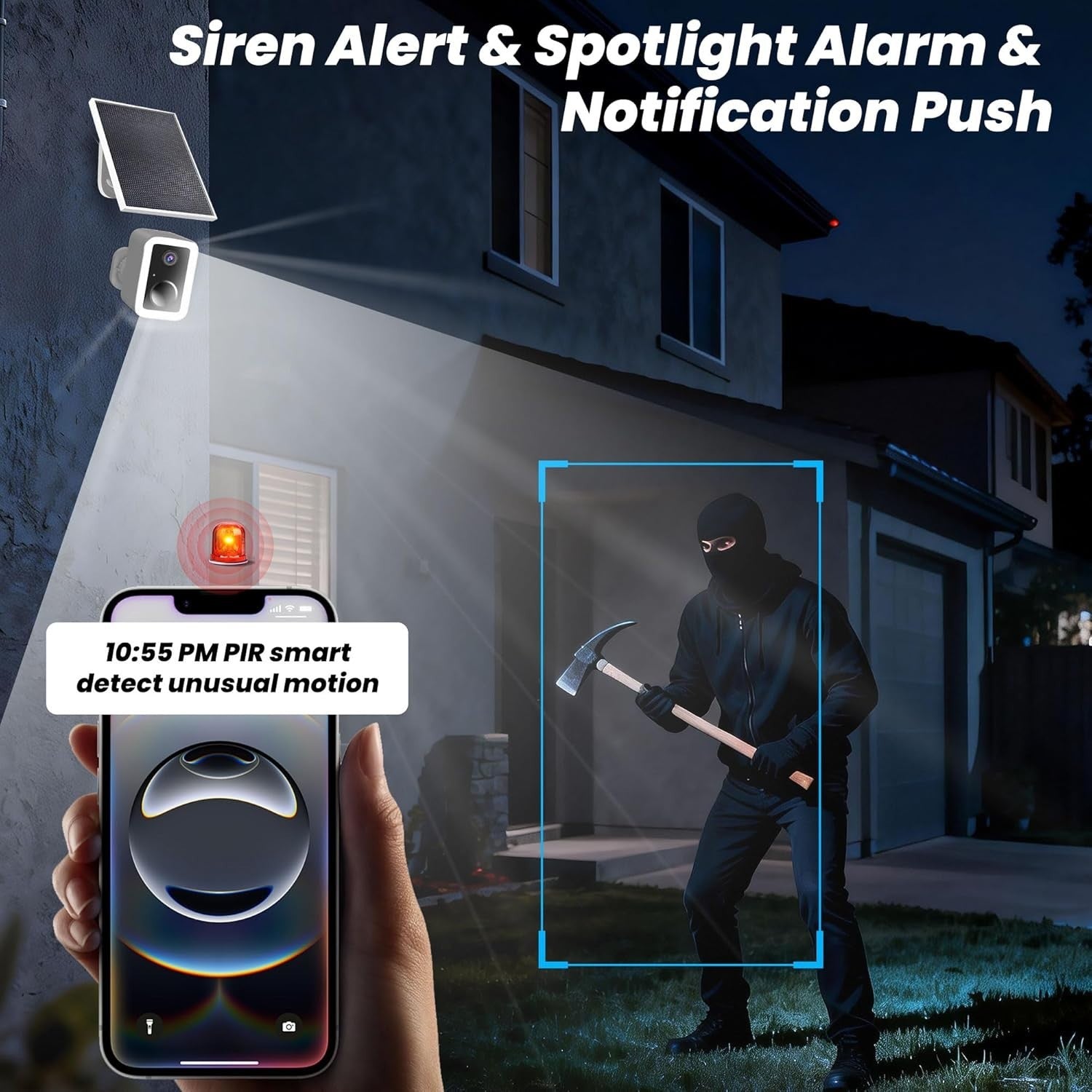 2K Solar Security Camera Outdoor Wireless 5GHz WiFi Color Vision