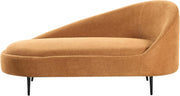 Modern Right Hand Orange Fabric Chaise Lounge Soft Upholstery Metal Legs