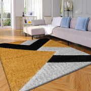 Ochre Grey Shaggy Rug 120x170cm Soft Non Shed Modern Living Room Carpet