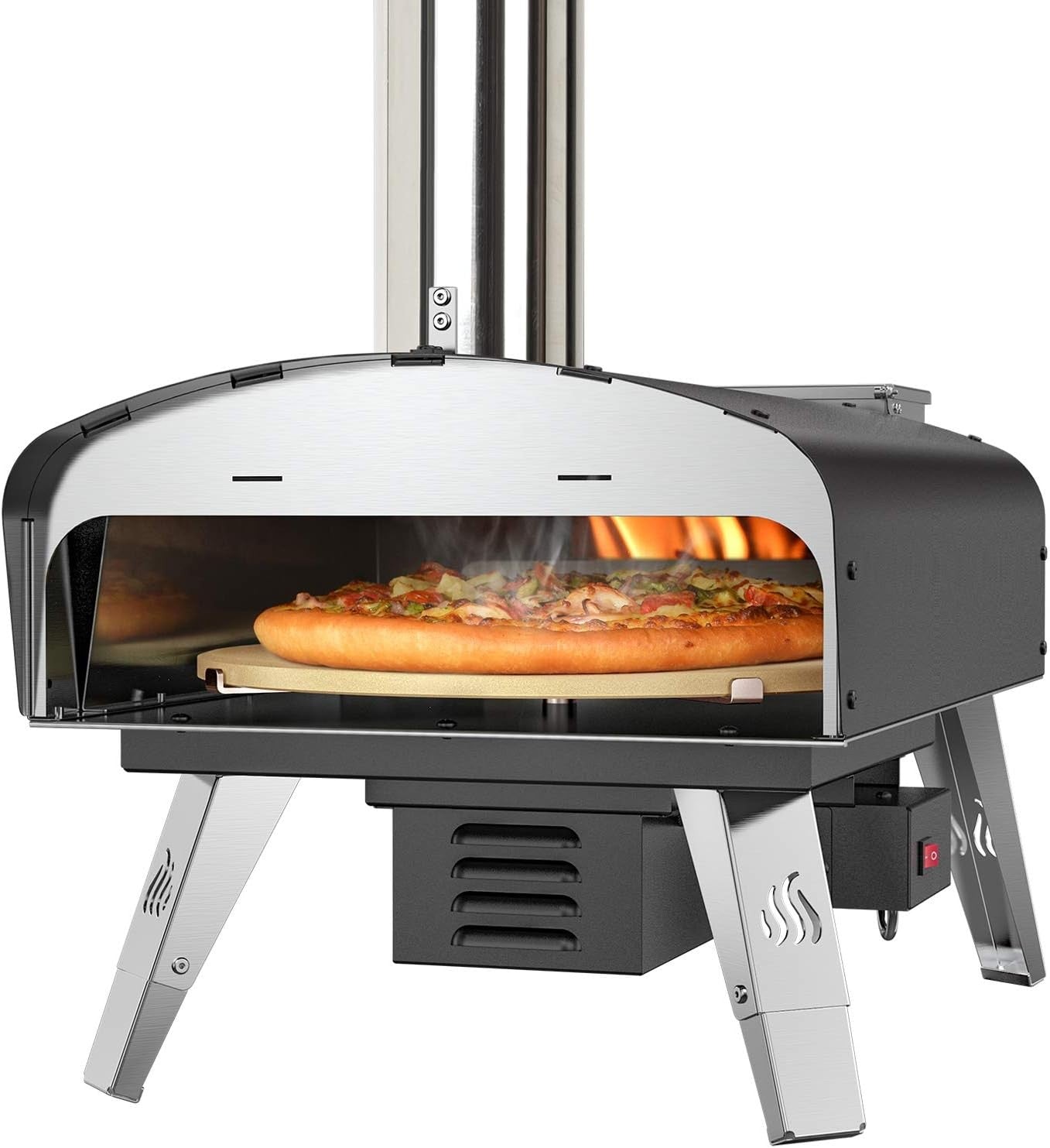 Outdoor Wood Pellet Pizza Oven 500°C Rotating Stone | Portable BBQ Grill Garden