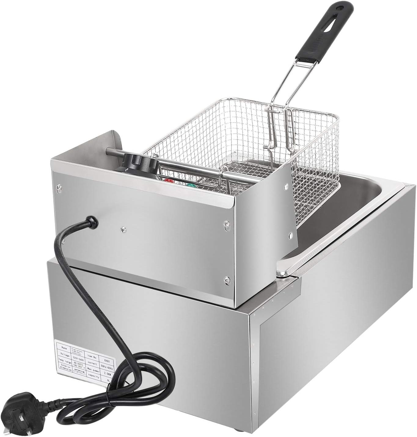 Electric Deep Fat Fryer 6L 2500W Stainless Steel Easy Clean