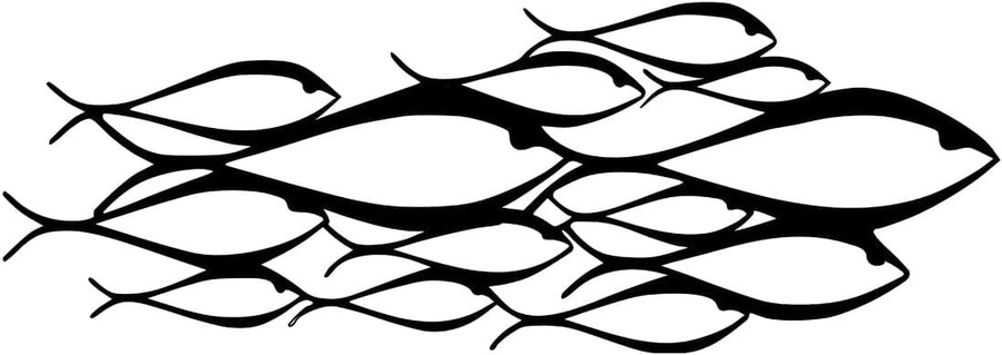 School of Fish Metal Wall Art 98x35.6cm Black Coastal Decor
