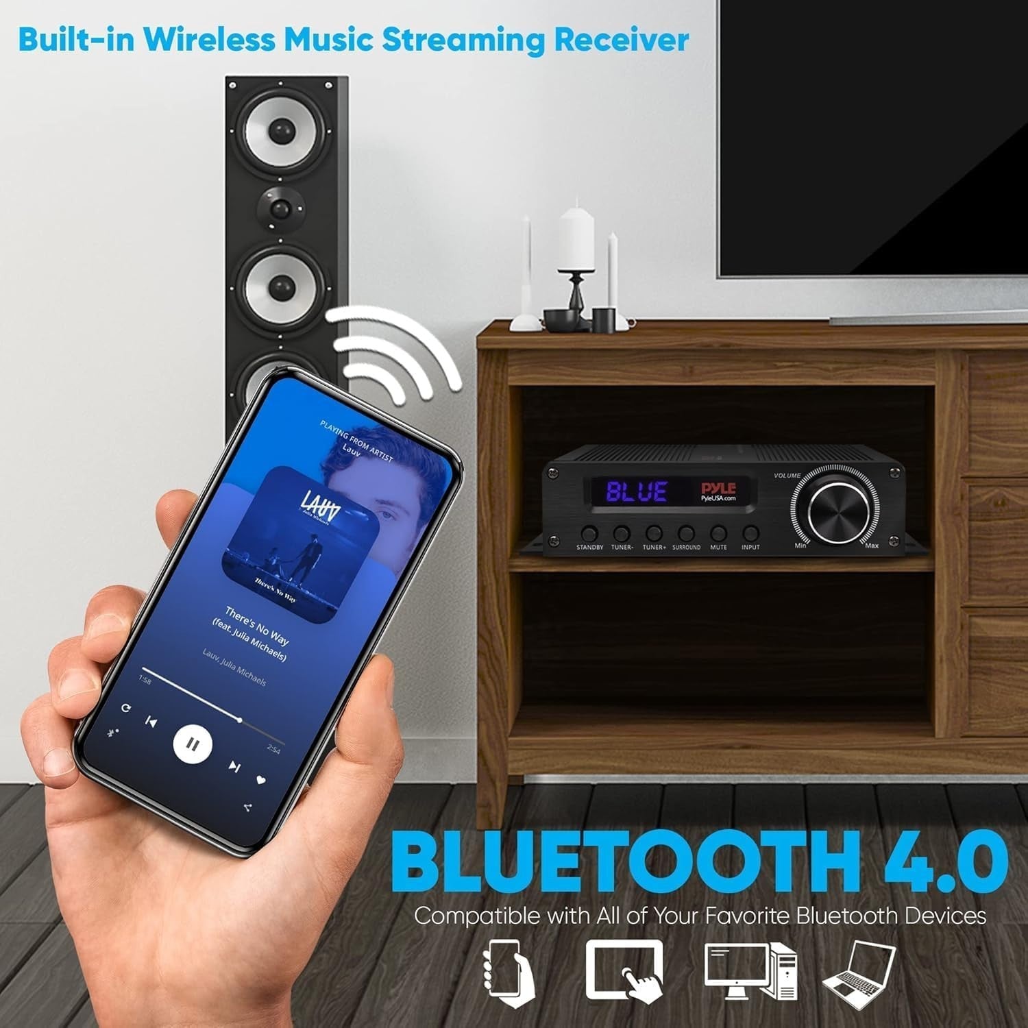 Bluetooth 5.1 Channel Stereo Amplifier Receiver FM AUX HDMI Home Theatre System