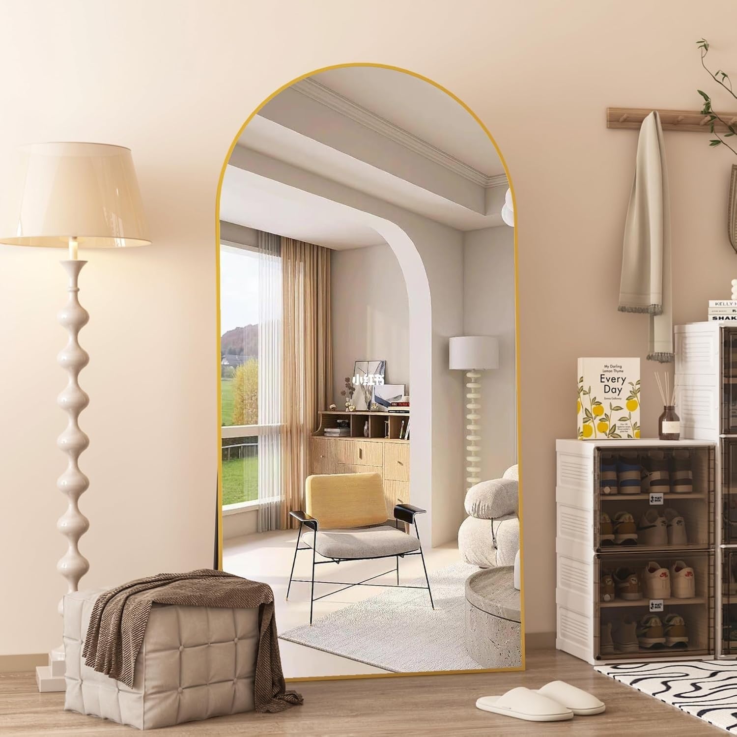 198x96cm Gold Arch Full Length Mirror Wall Leaning Floor Standing Luxury