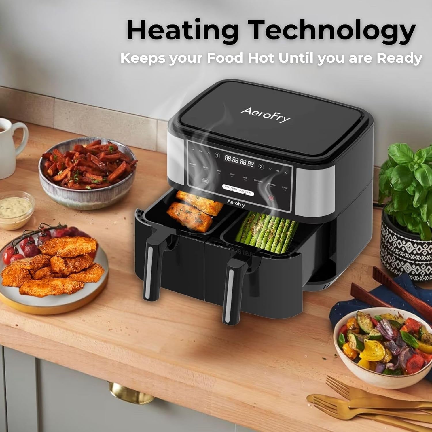9L Dual Zone Digital Air Fryer | No-Oil Cooking | 8 Presets | Family Size