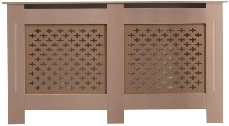 Large Unfinished Radiator Cover | Natural MDF Wood Cabinet with Pattern Grill