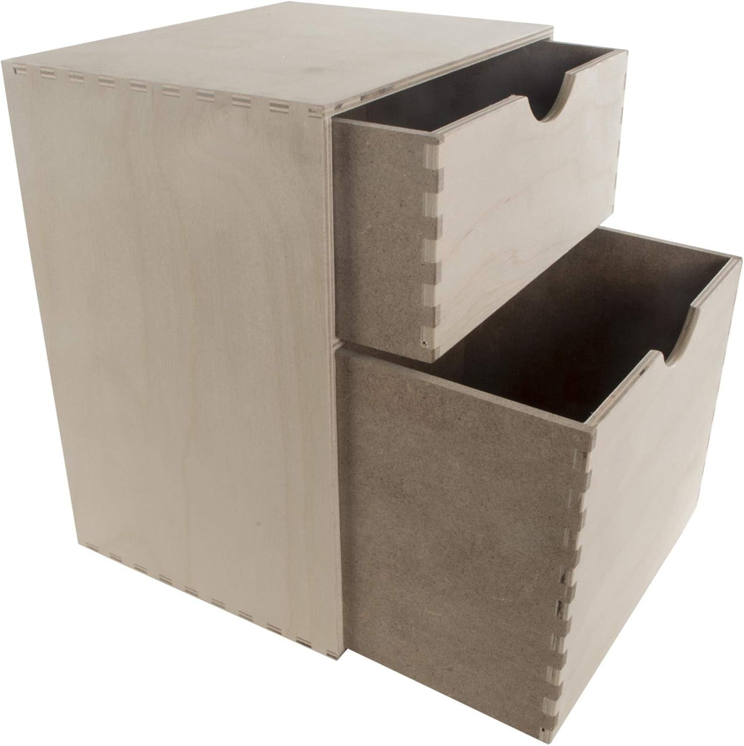 Wooden Desk Organiser 2-Drawer Mini Chest Birchwood Storage Cabinet 31cm