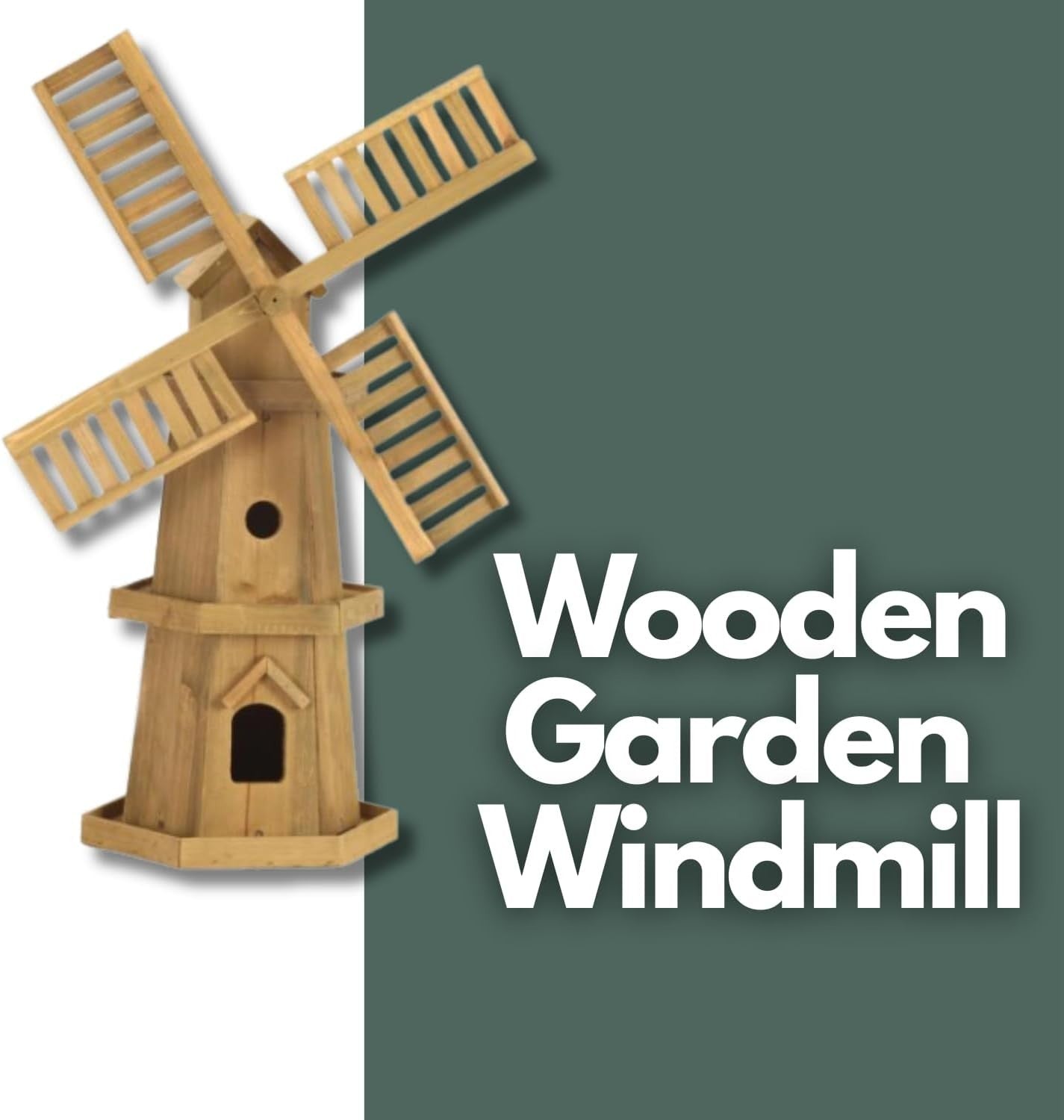 Extra Large Wooden Windmill – Garden Ornament Beige Pine Wood Easy Assembly
