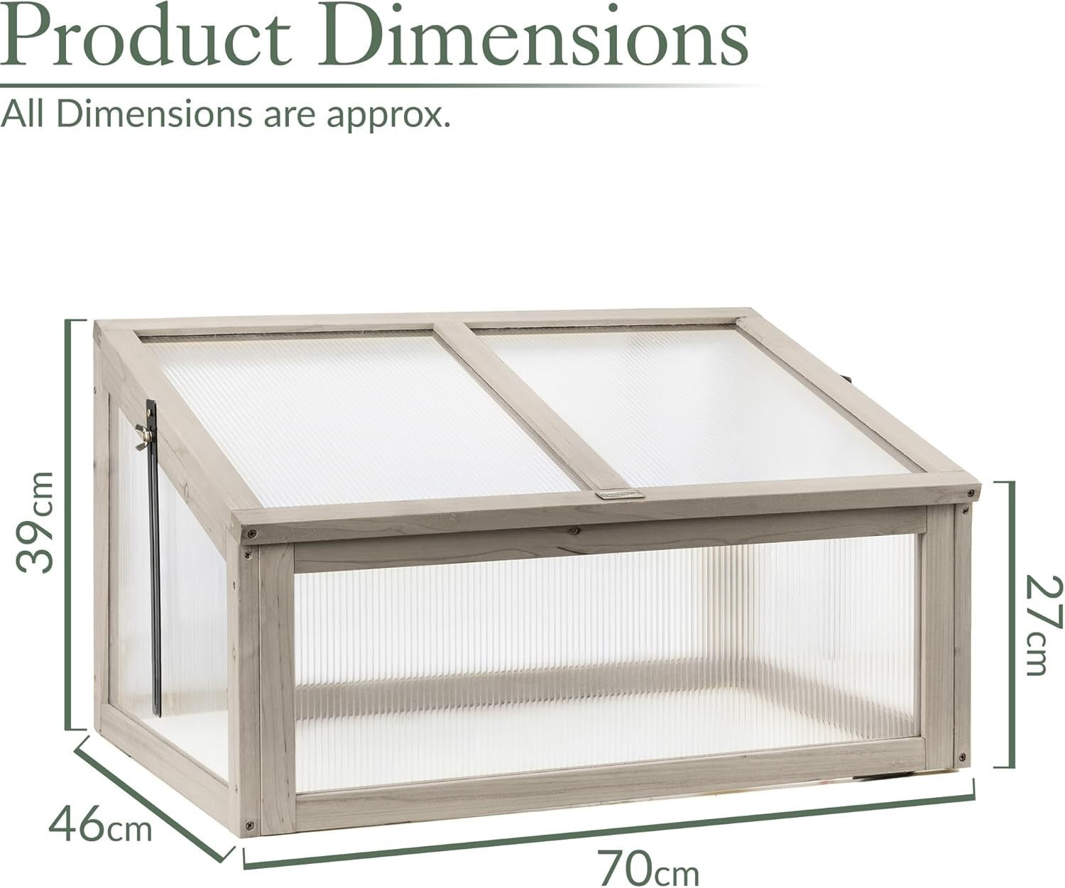 Premium Wooden Cold Frame Greenhouse for Plants & Vegetables 70x46x39cm UV Panel