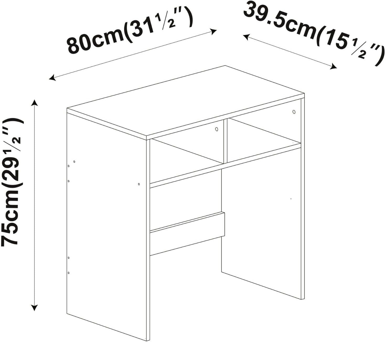 Compact Wood Console Table 80x40x75cm | Slim Desk with Storage Shelves