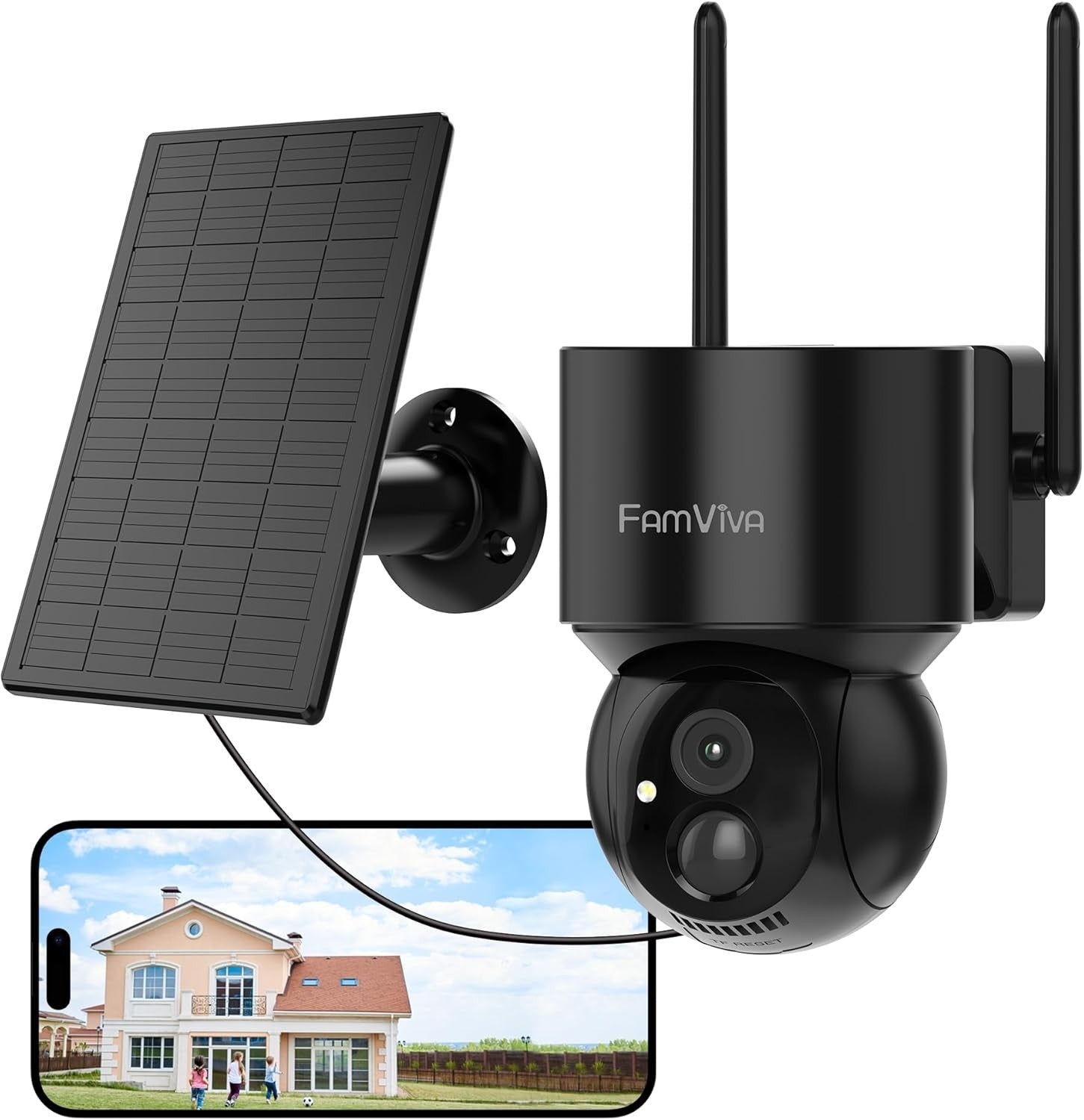 2K Solar Security Camera Wireless Outdoor PTZ 360° WiFi IP66 CCTV