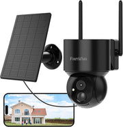 2K Solar Security Camera Wireless Outdoor PTZ 360° WiFi IP66 CCTV