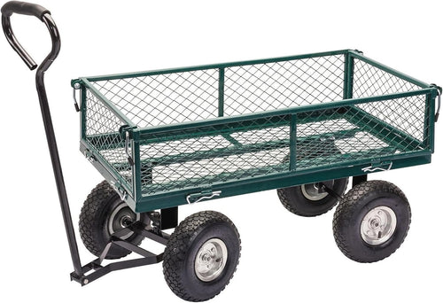 Heavy Duty Garden Trolley Cart 200kg Utility Wagon Off-Road Wheels Metal Frame