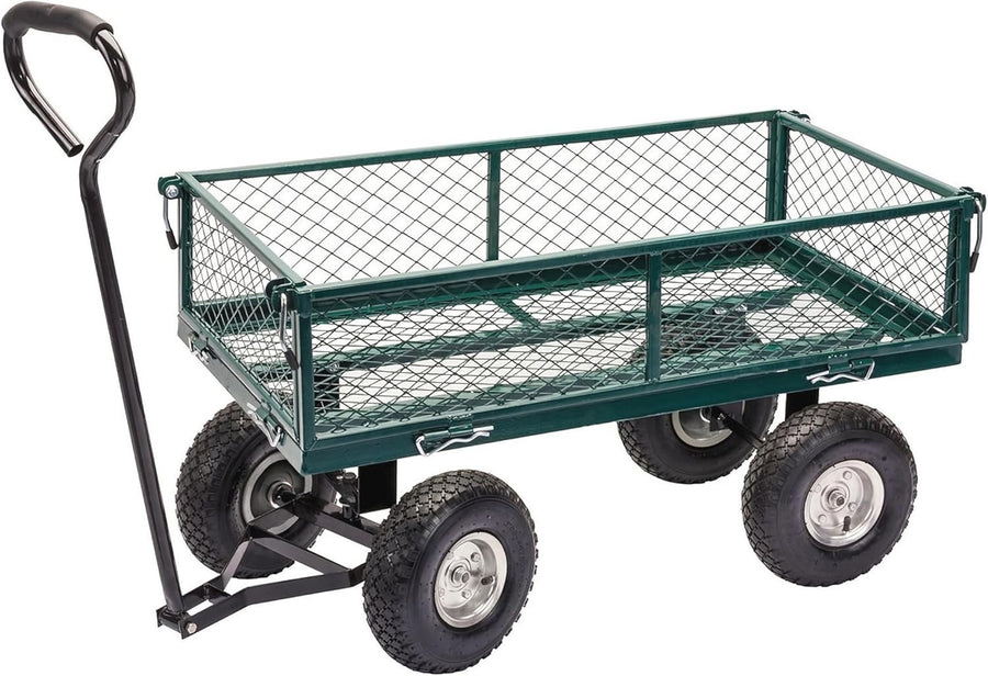 Heavy Duty Garden Trolley Cart 200kg Utility Wagon Off-Road Wheels Metal Frame