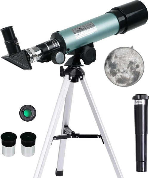 Kids 50mm Astronomical Telescope 90X Blue Refractor with Tripod Beginner Set