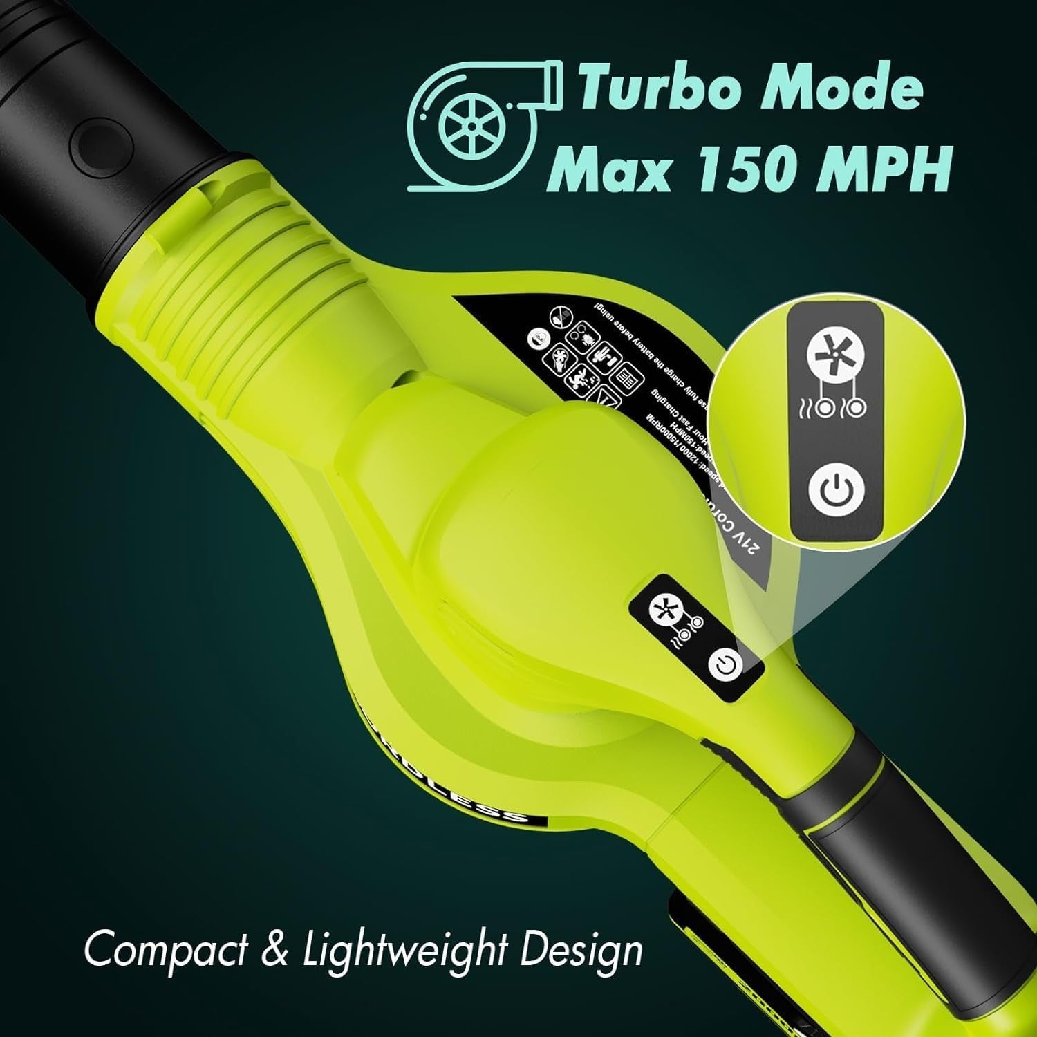 Cordless Leaf Blower 21V 150MPH Turbo Dual Battery Lightweight Garden Cleaner
