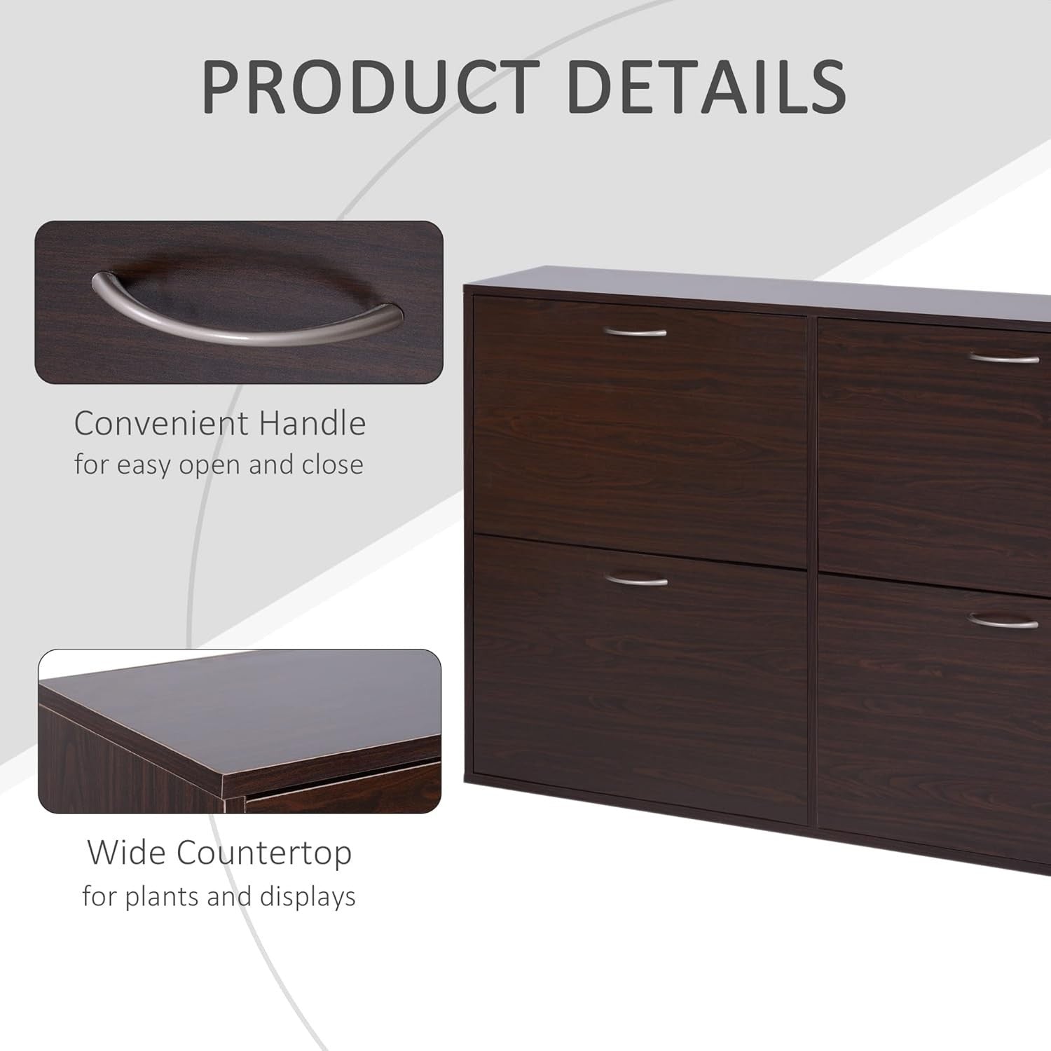 Modern 4-Drawer Shoe Cabinet Storage Unit – Slim Hallway Organiser 120x24x81cm