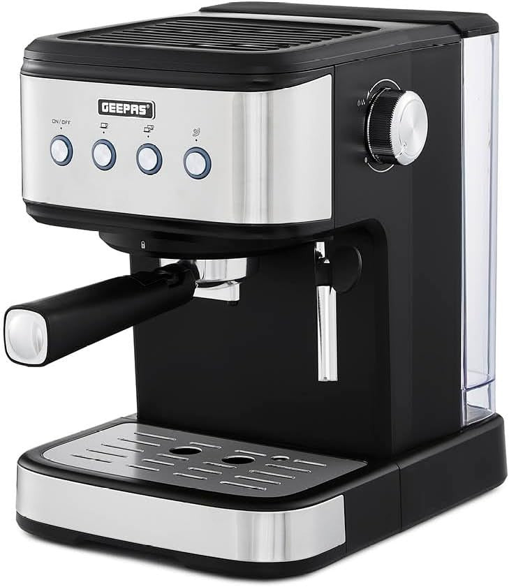 Stainless Espresso Machine 20 Bar Pressure, Milk Frother, 1.5L Tank, 1100W