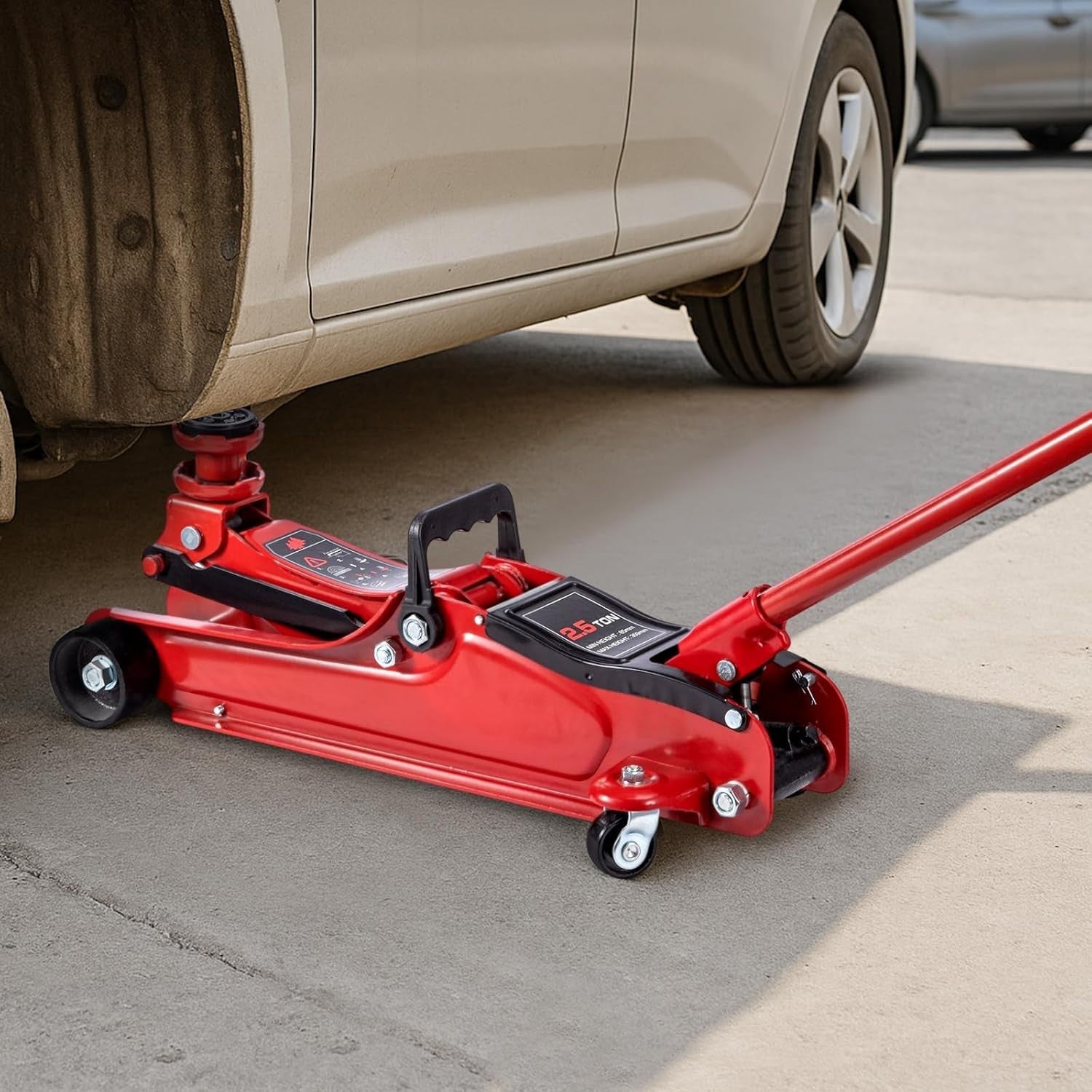 2.5 Ton Low Profile Hydraulic Trolley Jack Heavy Duty Car Lift 85–385mm Red