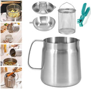 1.5L Stainless Steel Fryer Pot Oil Strainer Filter Jug Pour Spout