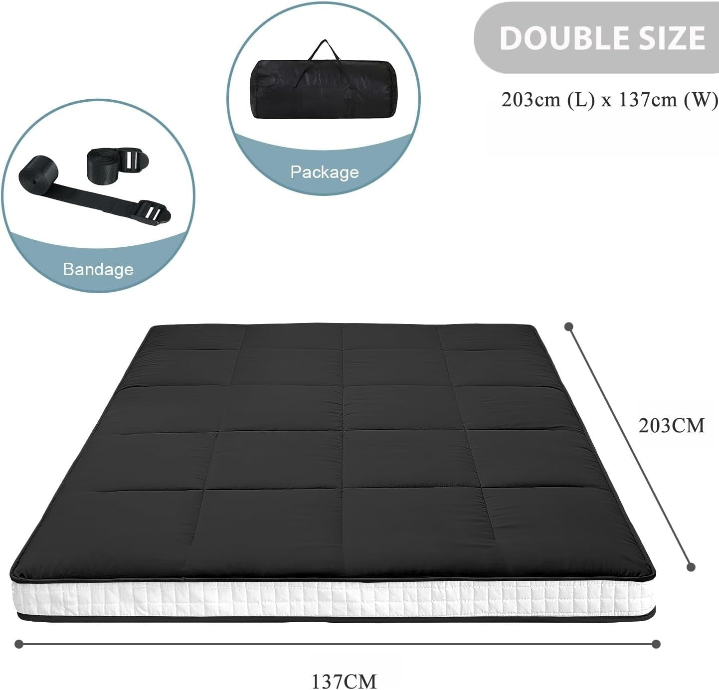 Japanese Foldable Futon Mattress King Bed Floor Sofa Guest Tatami