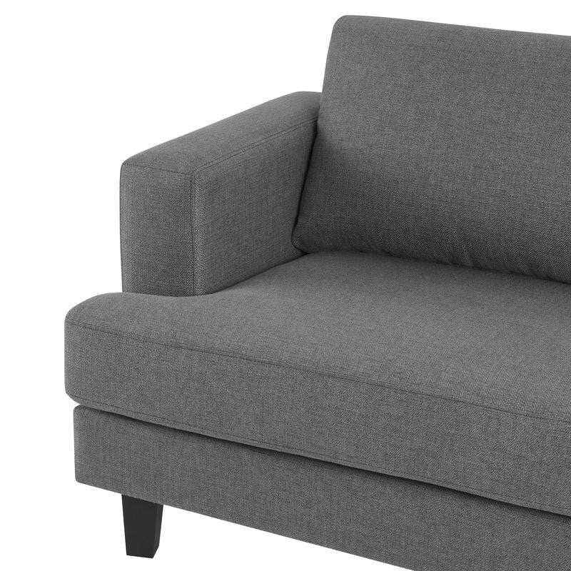 3 Seater Sofa Dark Grey Linen Fabric | Foam Cushions & Square Arm Design