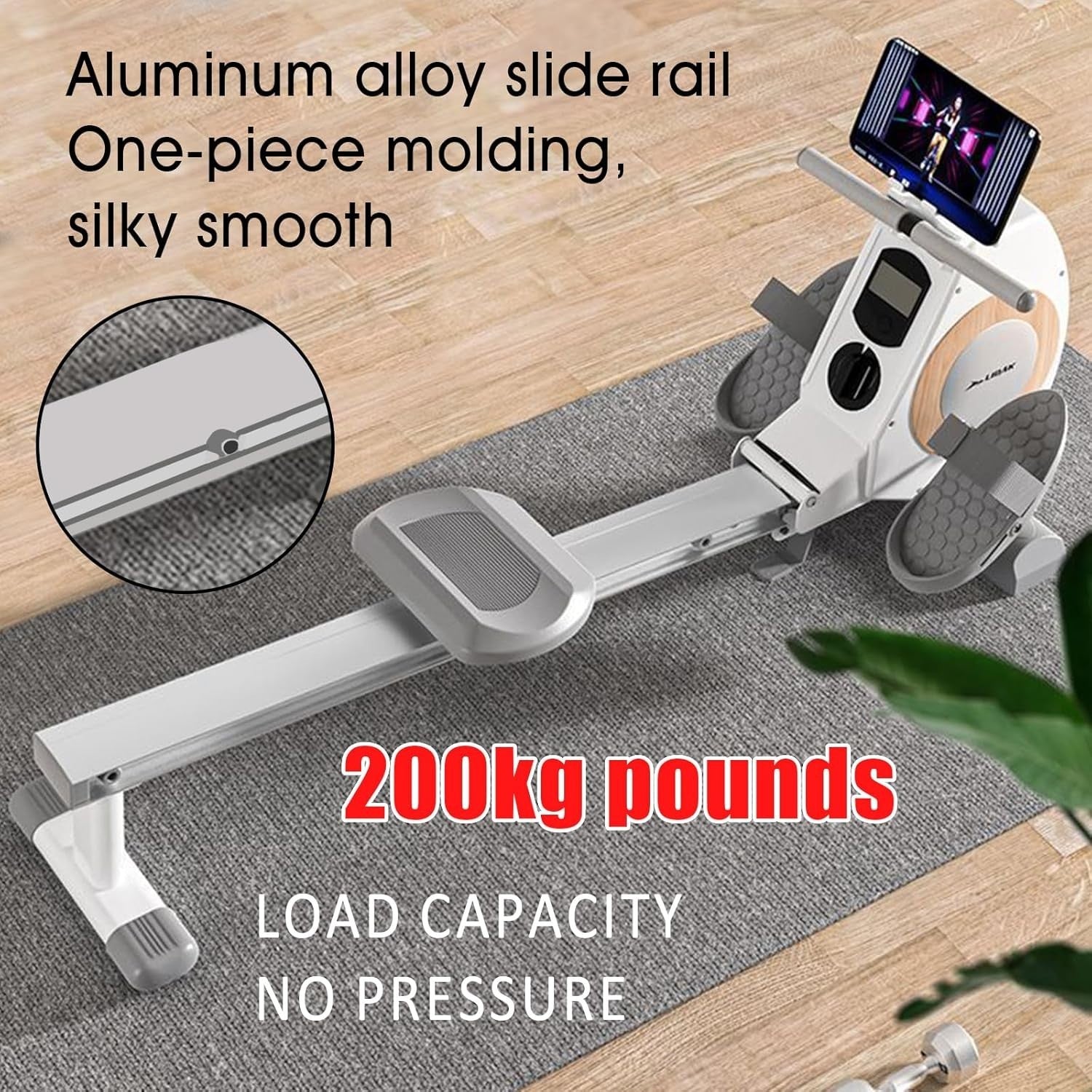 Foldable Magnetic Rowing Machine 8-Level Silent Resistance LCD Home Rower 120KG