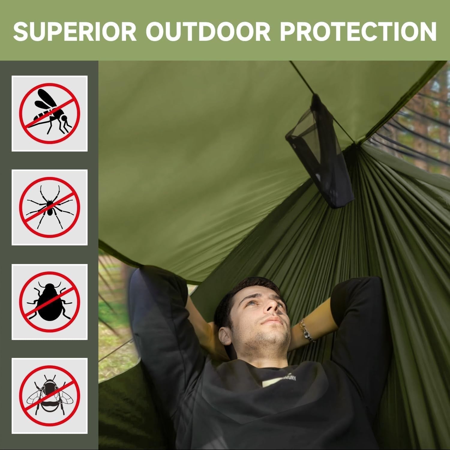 Mosquito Net Hammock with Sunshade | 290x140CM Outdoor Camping Bed