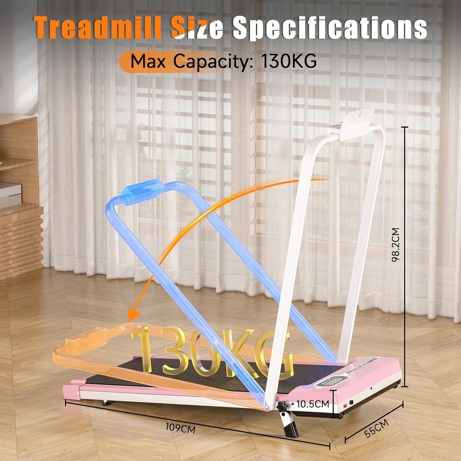 Foldable Incline Walking Treadmill 8KM/H Ultra Quiet Home Gym Under Desk