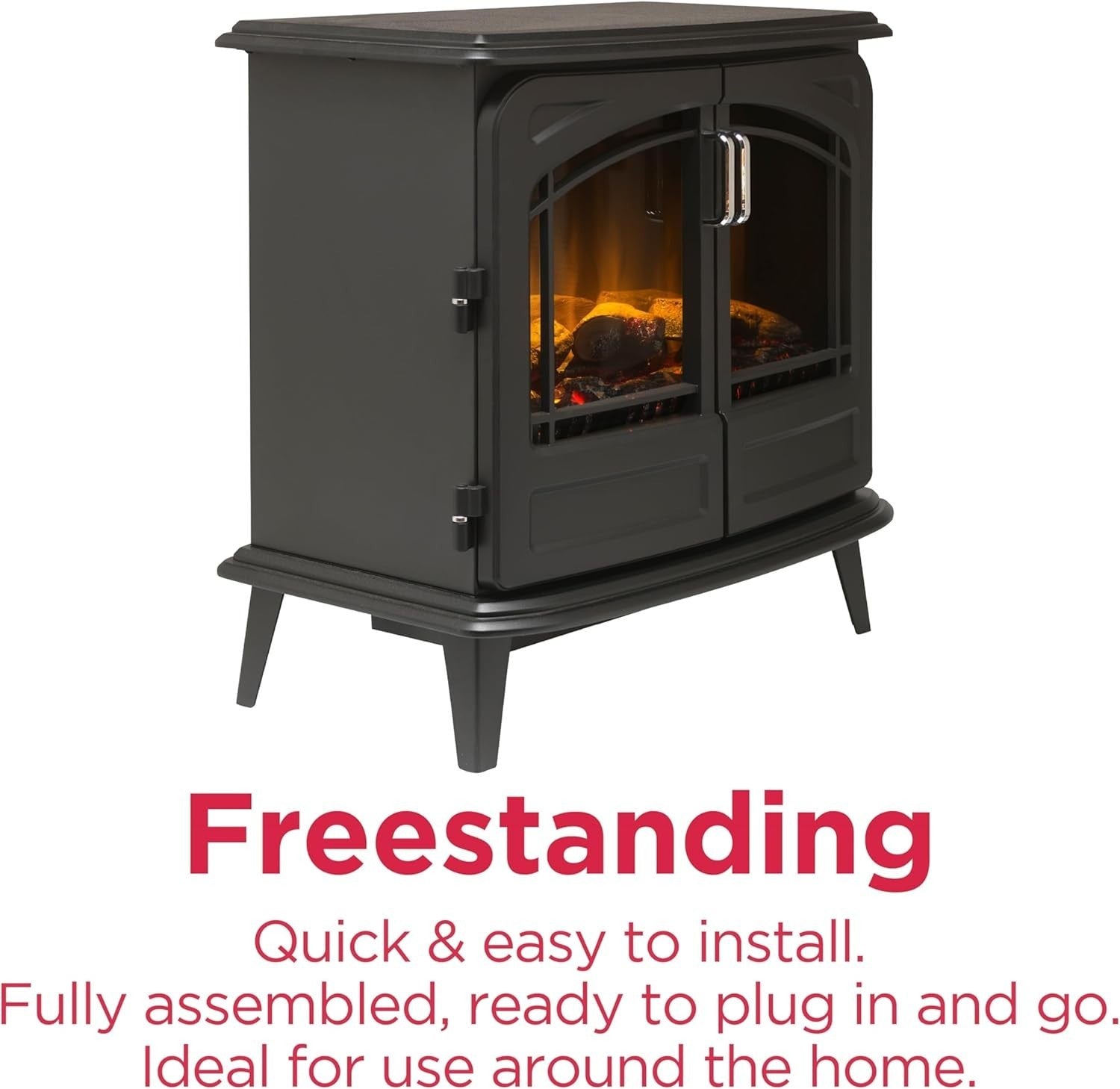 Freestanding Electric Stove 2000W LED Flame Effect Remote Control Heater